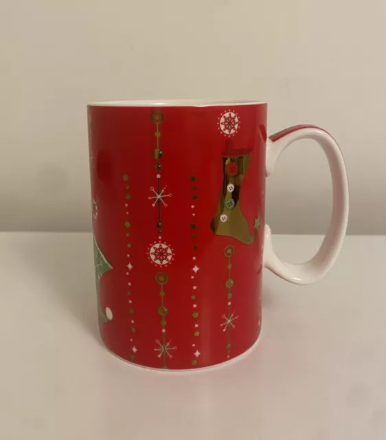 Starbucks Holiday 2006 Red Christmas Mug Stockings Gold Accents 14 oz