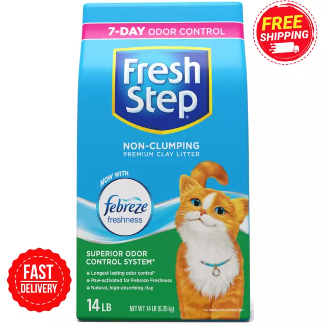 Fresh Step Premium Scented Litter with Febreze, Non-Clumping Cat Litter, 14 Lb