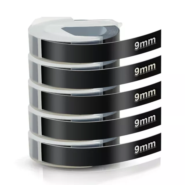 5PK For DYMO Organizer Xpress Label Maker 3D Embossing Tape 520109 Black 3/8"