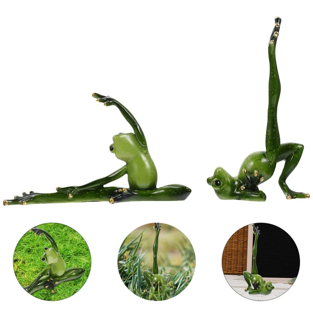OwMell Statua Rana Da Giardino In Resina – 15 Cm, Rana Che Legge Un Libro, Decorazione Esterna - 2