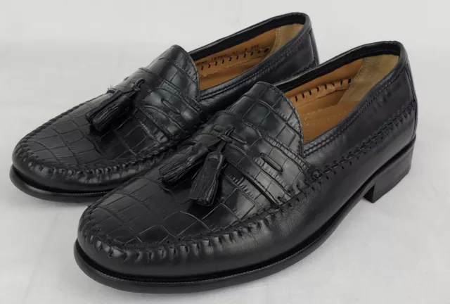 FLORSHEIM PISA MENS Crocodile Print Shoes 8EEE Black Leather Tassel ...