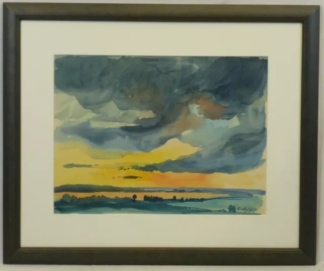 (B1277) Aquarell "Blick auf die Ostsee im Abendrot" Jochen Bertoldt Rostock