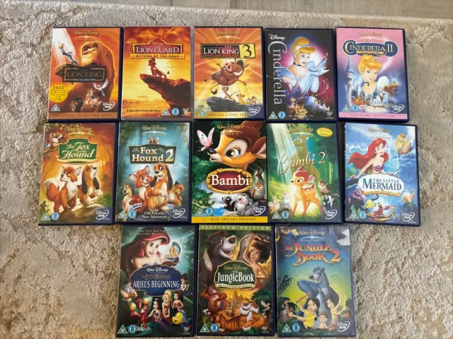 Disney  DVD Bundle x13  Disney Classics & Sequels Lion King , Bambi Cinderella