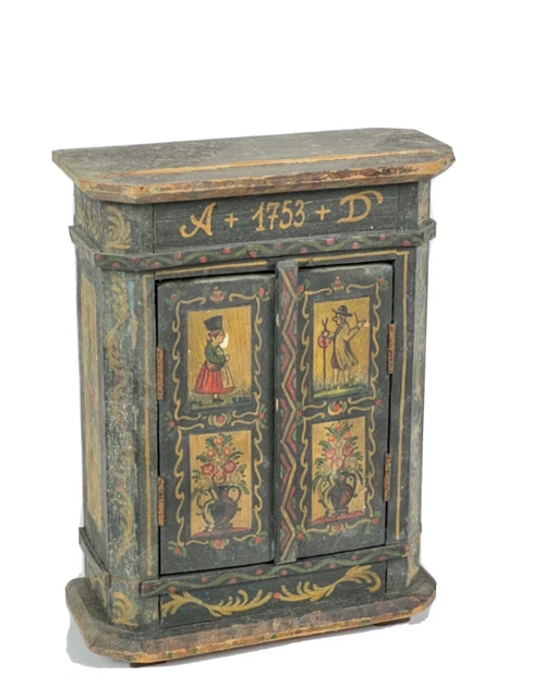 Paint Decorated Sewing Cabinet Antique Vintage