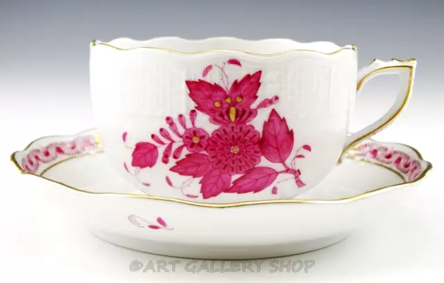 Herend Hungary #724 CHINESE BOUQUET APPONYI RASPBERRY CUP AND SAUCER Unused
