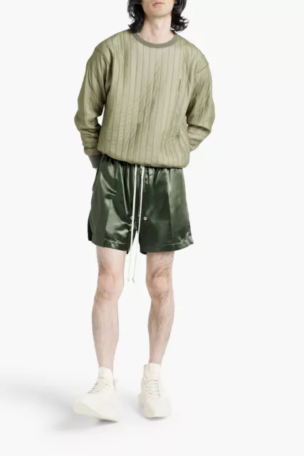 RICK OWENS Bela Satin Drawstring Shorts  ARMY Green IT 52 / XL NWT