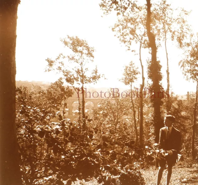 Famille Paysage c1920 Photo Plaque verre Stereo Vintage V33L18n12