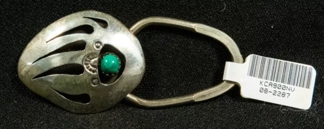 Navajo Sterling Silver & Turquoise Bear Claw Key Chain Signed B
