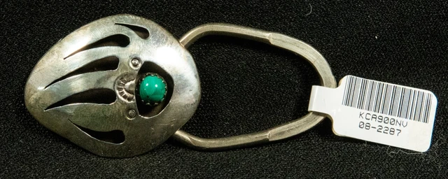 Navajo Sterling Silver & Turquoise Bear Claw Key Chain Signed B