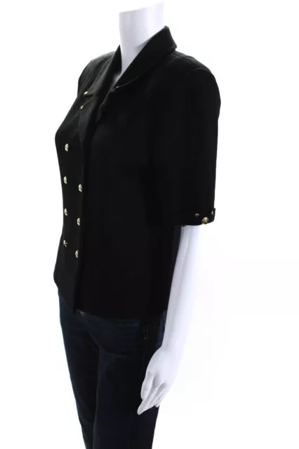 St. John Collection Womens Double Breasted Collared Santana Knit Jacket Black 4 3