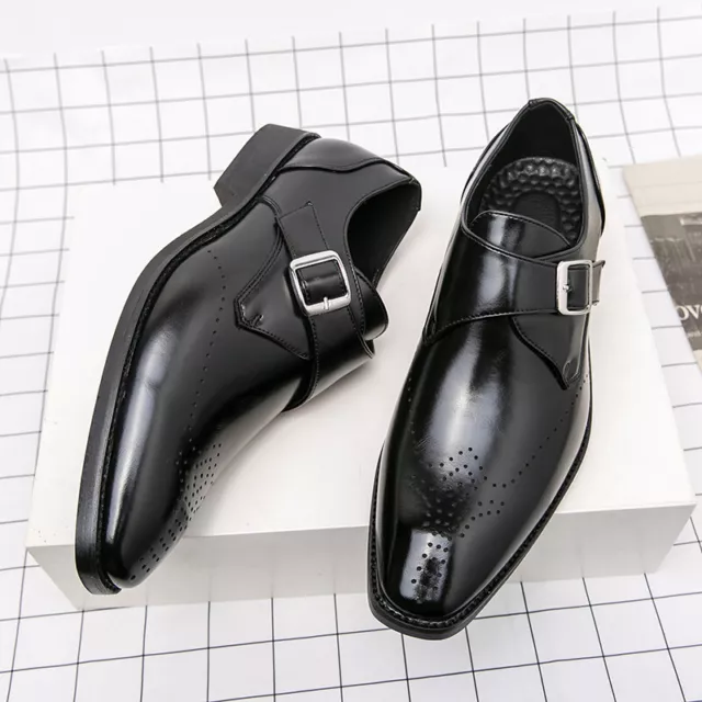 Men's Handmade Black Leather Monk Strap Oxford Dress Shoes Wedding Party Formal