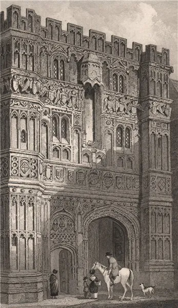 Christ Church Gate, Canterbury. Kent. GASTINEAU 1829 old antique print picture