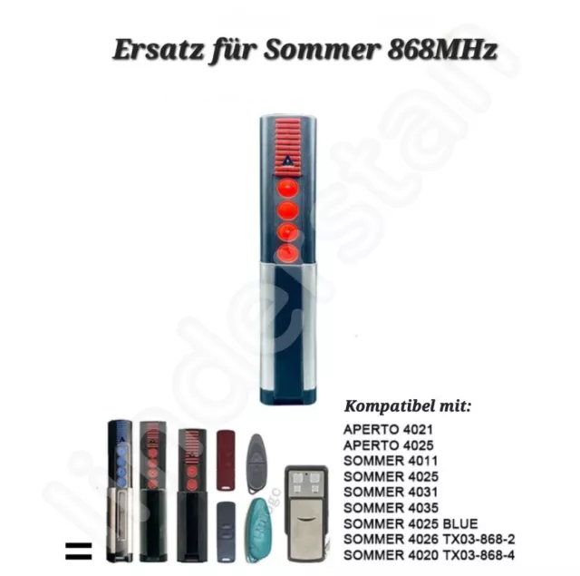 Handsender Kompatibel mit SOMMER 868MHz ✅️TX03-868-4✅️4020 4026 Ersatz🚗Garage 3
