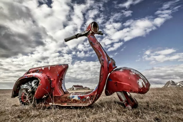 VLIES Fototapete-VESPA-(6517ah)-Motorroller Motorrad Classic Cars XXL Wandbild