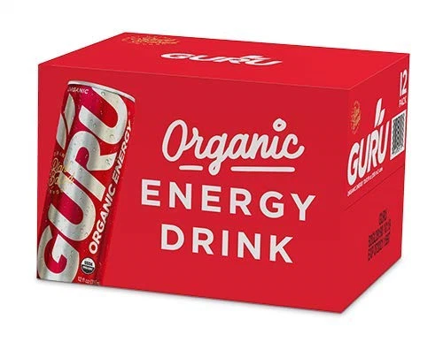 GURU Lite Organic Energy - Low Sugar Vegan Drink with Green Tea Stevia & Monk