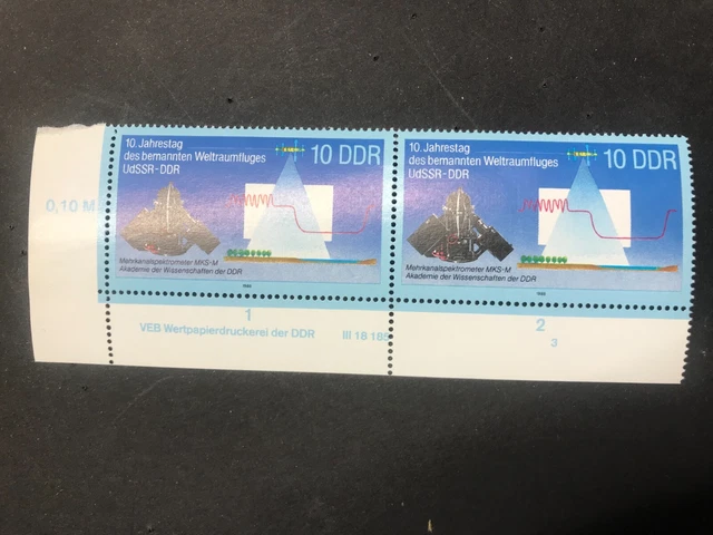 DDR 1988 Weltraumflug UdSSR-DDR postfrisch Mi.Nr. 3171 mit Druckvermerk