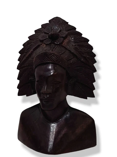 Ironwood Carving Native Tribal 6" Bust Vintage Figurine Handmade Hand Carved