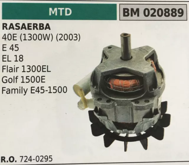 Moteur Éléctrique BRUMAR MTD BM020889 Tondeuse 40E (1300W) (2003) et Autre