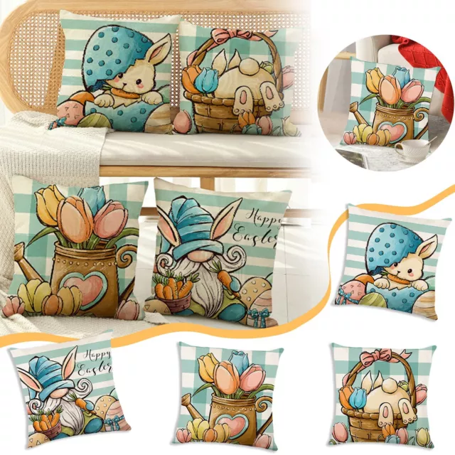 4PC Easter Rabbit Throw Pillow Covers 18 X 18 Inch Easter Bunny Egg Pillowcases