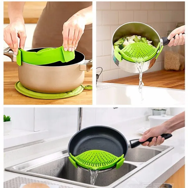 Clip-On Kitchen Food Strainer for Spaghetti, Meat, Pasta, & Ground Beef