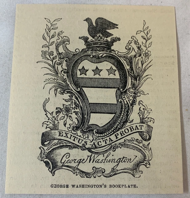 1885 Rivista Incisione ~ George WASHINGTON'S Bookplate