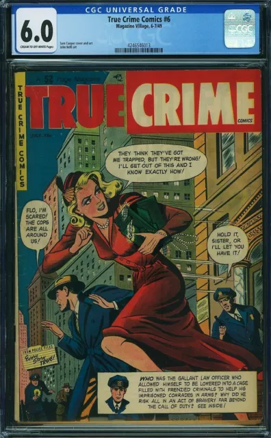 True Crime Comics #6 CGC 6.0 Rare Gun Molls GGA 1949 Magazine Village Shock Gore