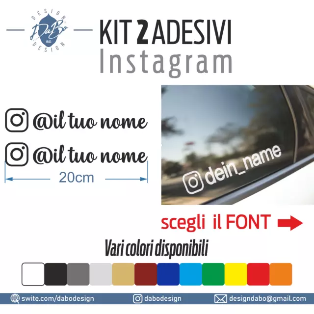 Adesivo NOME instagram ADESIVO PERSONALIZZATO auto moto tuning stickers