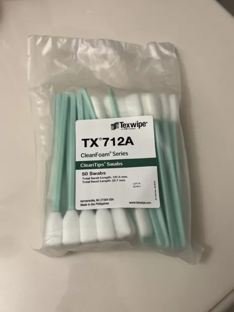 50 Pack - Texwipe TX712A Closed Cell CleanFoam Rectangular Tip Swab
