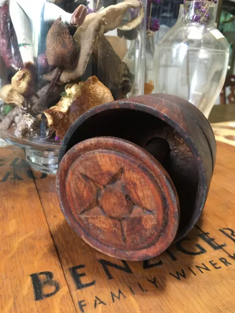 AAFA butter mold STAR shape antique wood American country kitchen primitive old~