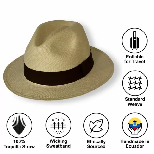 Traditional Panama hat with brown band - Natural Colour - Rolling Fairly Traded