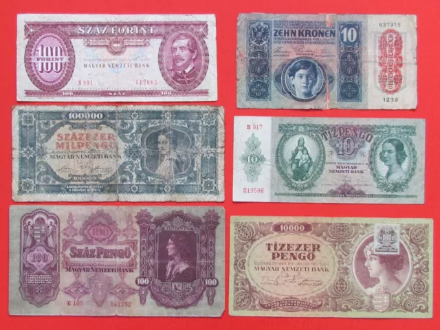 Austria ( 1915 Onwards ) Set Of 6 Beautiful Rare Collectable Banknotes