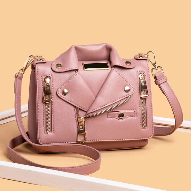 Unique Women Crossbody Strap Shoulder Bag Evening Handbag In Pink Jacket Shape Unique Women Crossbody Strap Shoulder Bag Evening Handbag In Pink Jacket Shape