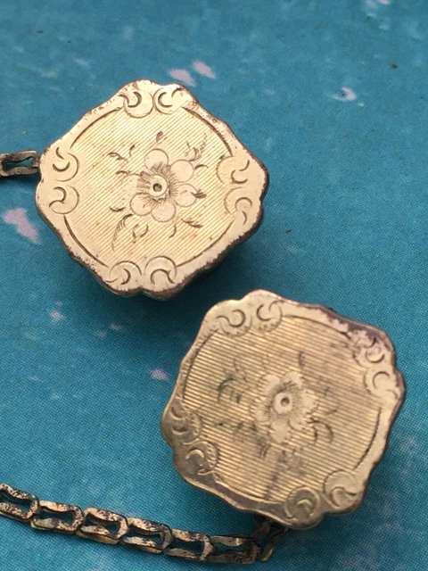 Boutons De Col Ancien Art Déco En Cornaline, 28mm, Paire, Laiton Doré, Très Bon état
