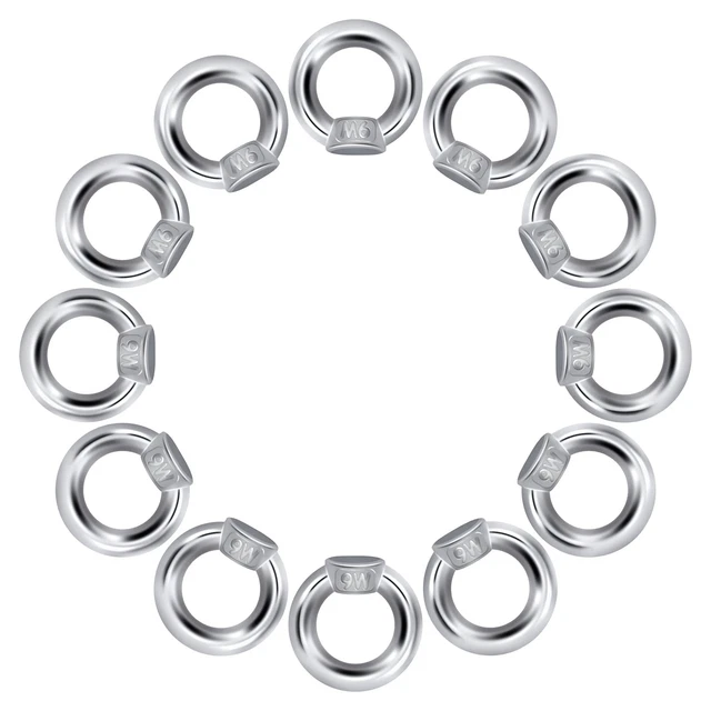 Dadi A Occhiello Acciaio Inox 304 M10 - Set 6 Pezzi Per Sollevamento