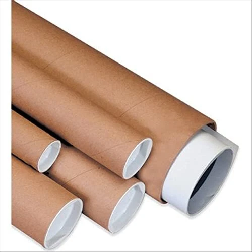 Aviditi Kraft Mailing Tubes with Caps 1 1/2" x 30" Pack of 50 for Shipping St...