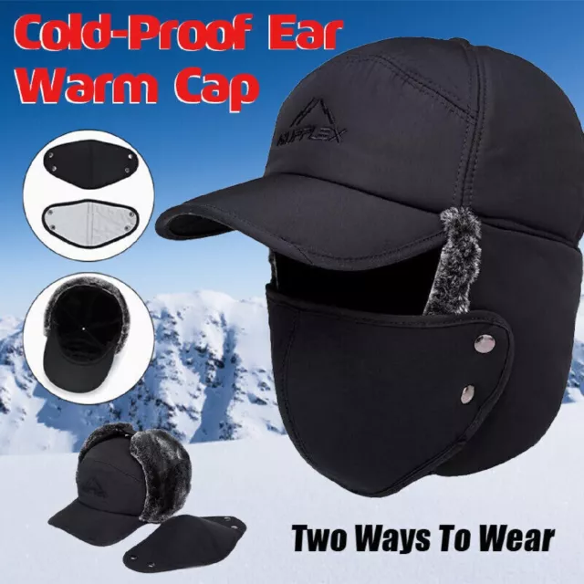 Men Winter Aviator Bomber Hat Trooper Ear Flap Snow Ski Elmer Fudd Mask Hood Cap