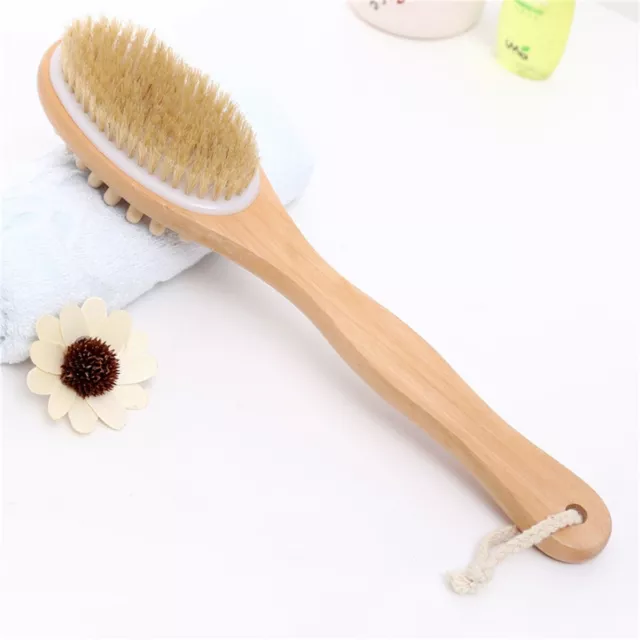 Long Handle Double-sided Massage Bath Brush Soft Bristles Shower Back Scrubber