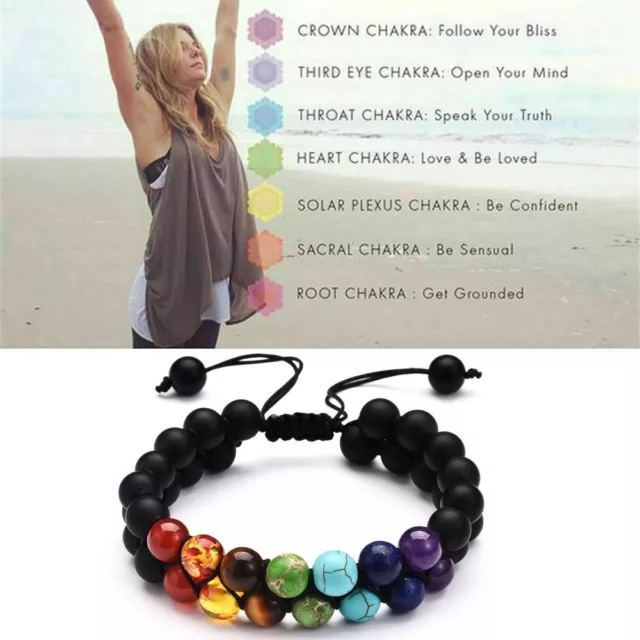 Stone Bracelets Lava Rock Bead Bracelet 7 Chakra Bracelet Natural Stone Bangle