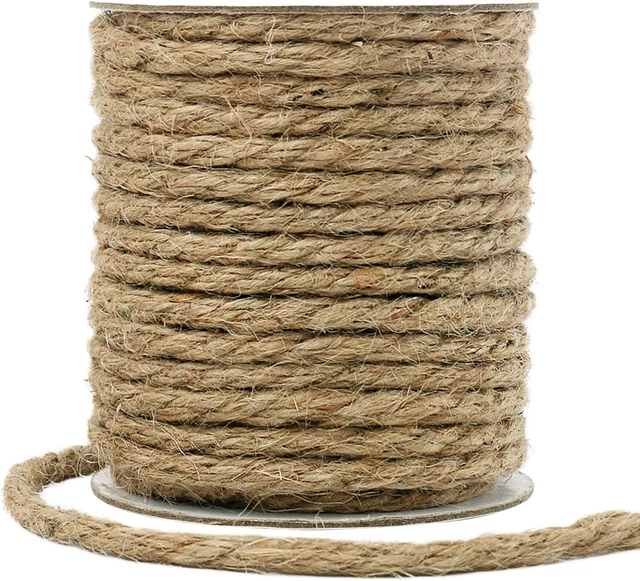 Cuerda de yute Tenn Well 6 mm, 66 pies gruesa y fuerte cuerda de yute de jardín para