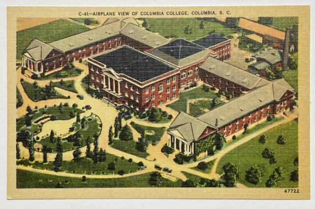 Vintage Postcard, Airplane View, Columbia College, Columbia South Carolina