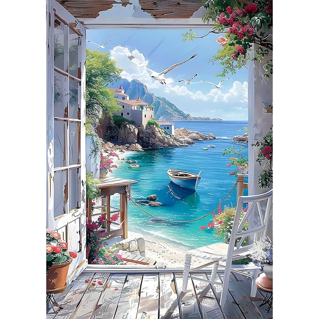 Kit DIY Diamond Painting 5D, Paysage Quatre Saisons, Complet, Neuf - Loisir Créatif