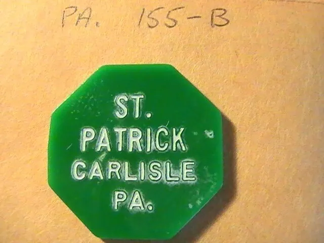 TRANSIT TOKEN ST. PATRICK CARLISLE PA 15c GOOD FOR ONE BUS RIDE GREEN PA 155-B
