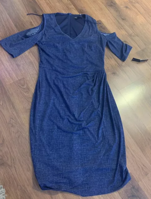 Maggy London Dress Womens 4 Small Nwt New Cold Shoulder Blue 3