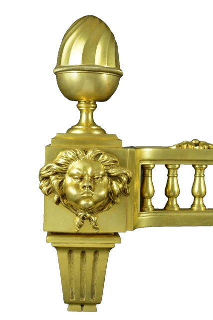 Paire De Chenets Anciens N12 Tête De Femme Couronnée - Métal - France - 6,4 Kg