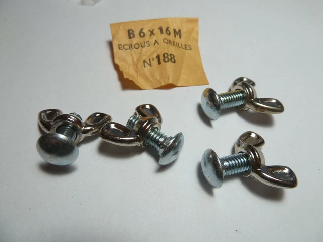 6 ECROUS PAPILLON SOVA 4 de 9.5 et 2 de 8 mm Vélo Ancien Old bike bici laiton EUR 15,00 - FR