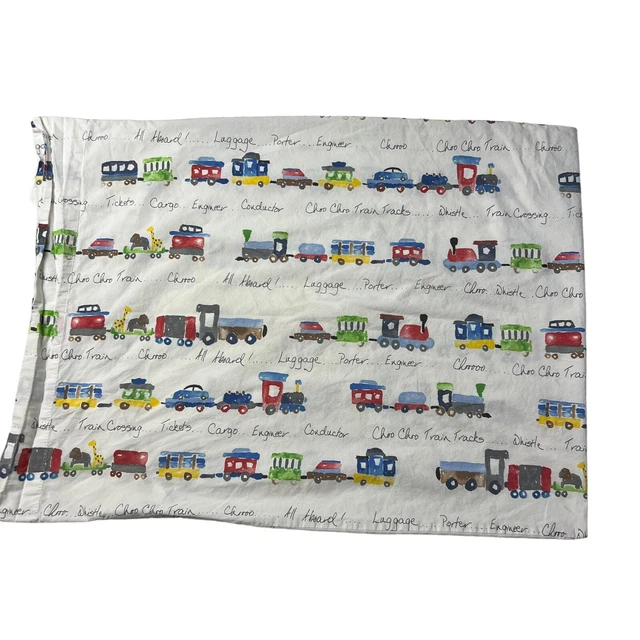 POTTERY BARN KIDS Organic Cotton Pillowcase Choo Choo train Single 1
