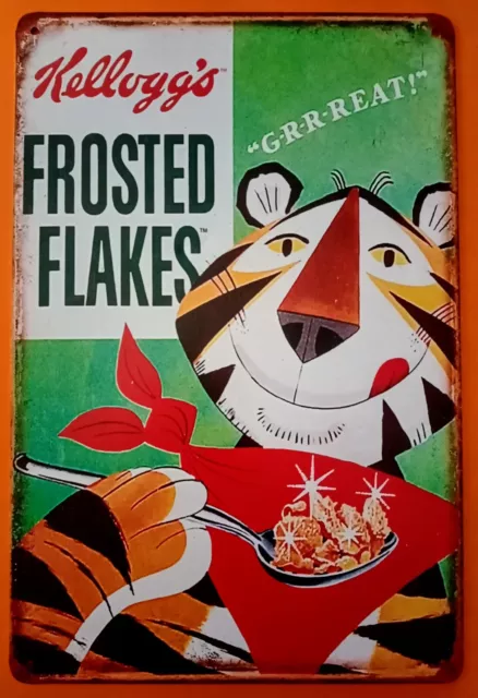 Blechschild - "KELLOGG'S FROSTED FLAKES"  20 x 30 cm - WERBESCHILD  - Neu & Ovp