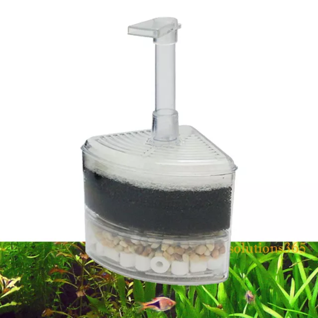 Bio Corner Filter Air Driven Sponge Fry Shrimp Nano Fish Tank Aquarium 20 Gal
