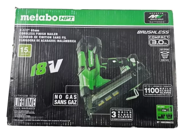 New-METABO 18V HPT NT1865DMAS 15 GA. CORDLESS FINISH NAILER KIT-BATTERY/CHARGER