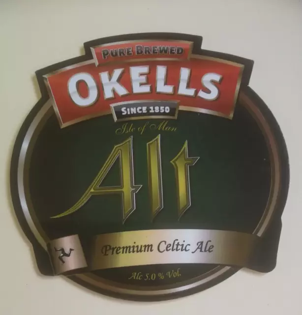 OKELL'S brewery ALT real ale beer pump clip badge front Isle Of Man manx